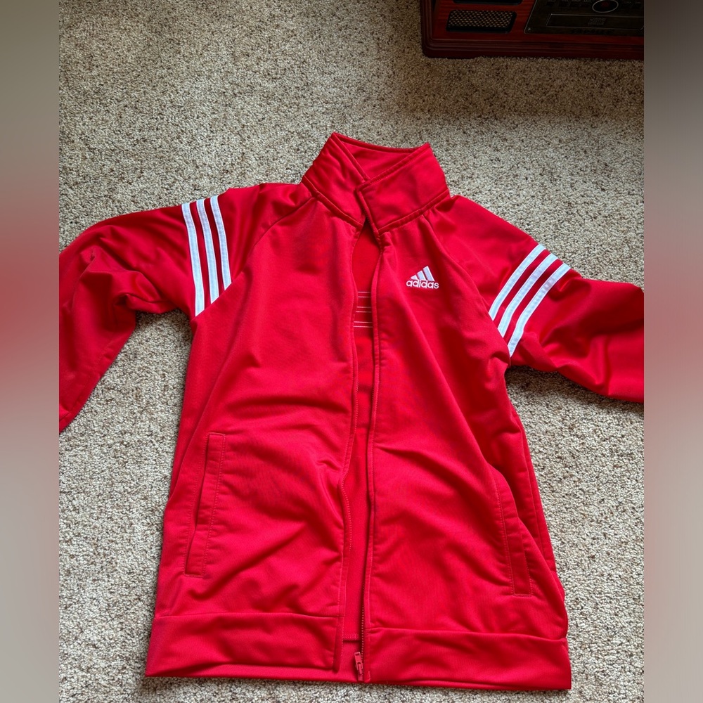 Adidas red zip up!! Large 14-16
